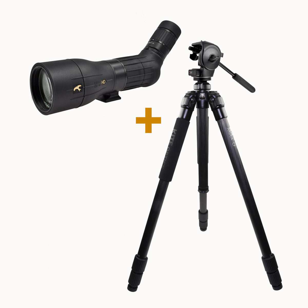 Kijkers Kite Optics KSP 80 HD 25-50X80 + Ardea CF statief met Manfrotto 128 RC videokop